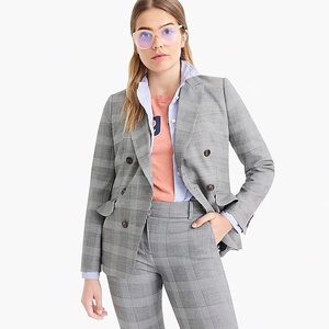 JCrew Ruffle Pocket Blazer in Glenn Plaid